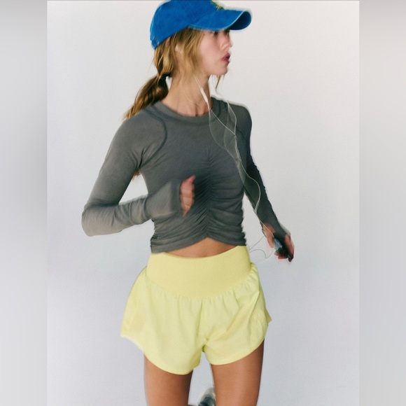 Free People Movement Carpe Diem sour citrus Womens bright athletic shorts NWT - Picture 2 of 6
